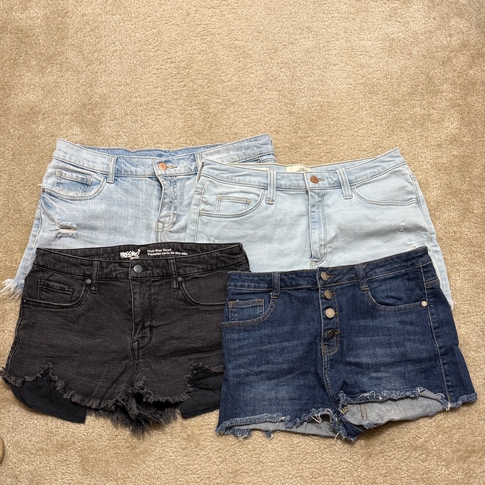 Denim Women's Shorts Set - Black, Light Blue, Dark Blue